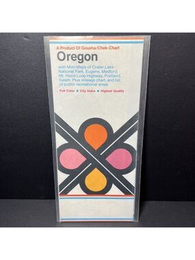 1970s Gousha/Chek-Chart Oregon Map Full Color City Index Plus Mileage Charts USA